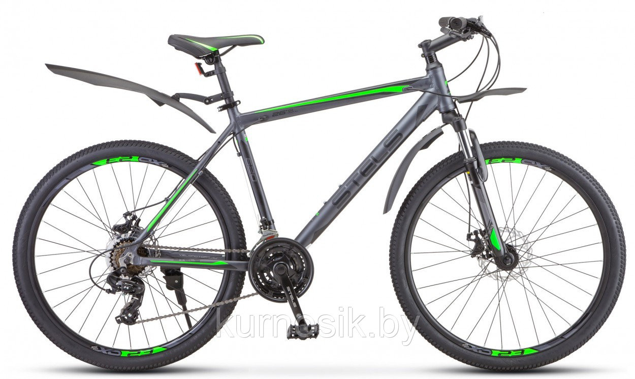 Велосипед Stels Navigator-620 MD 26” V010 19", антрацитовый/зеленый