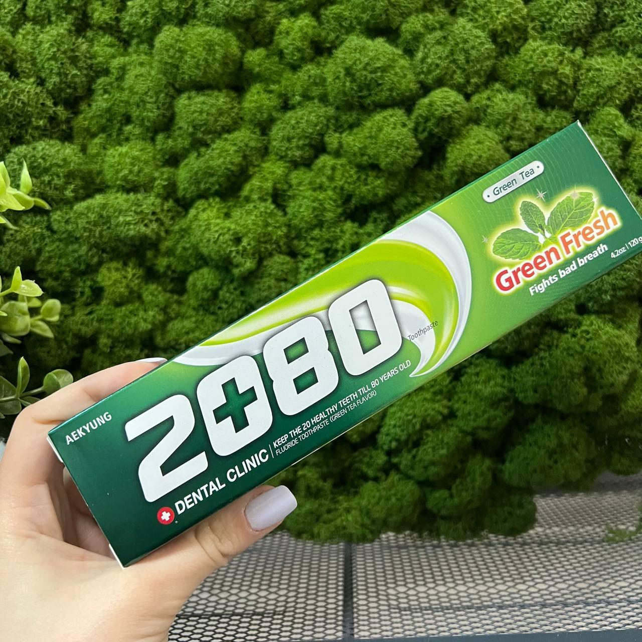 Зубная паста с зелёным чаем Dental Clinic 2080 Green Fresh Toothpaste 120 гр - фото 1 - id-p179928623