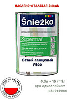 Эмаль Sniezka 0,8л. Универсальная цветная масляная краска для дерева и металла (белый)