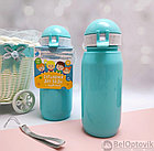 Бутылочка для воды и напитков Bool-Bool Kids с трубочкой и шнурком, 400 мл, 3 Персиковый, фото 4