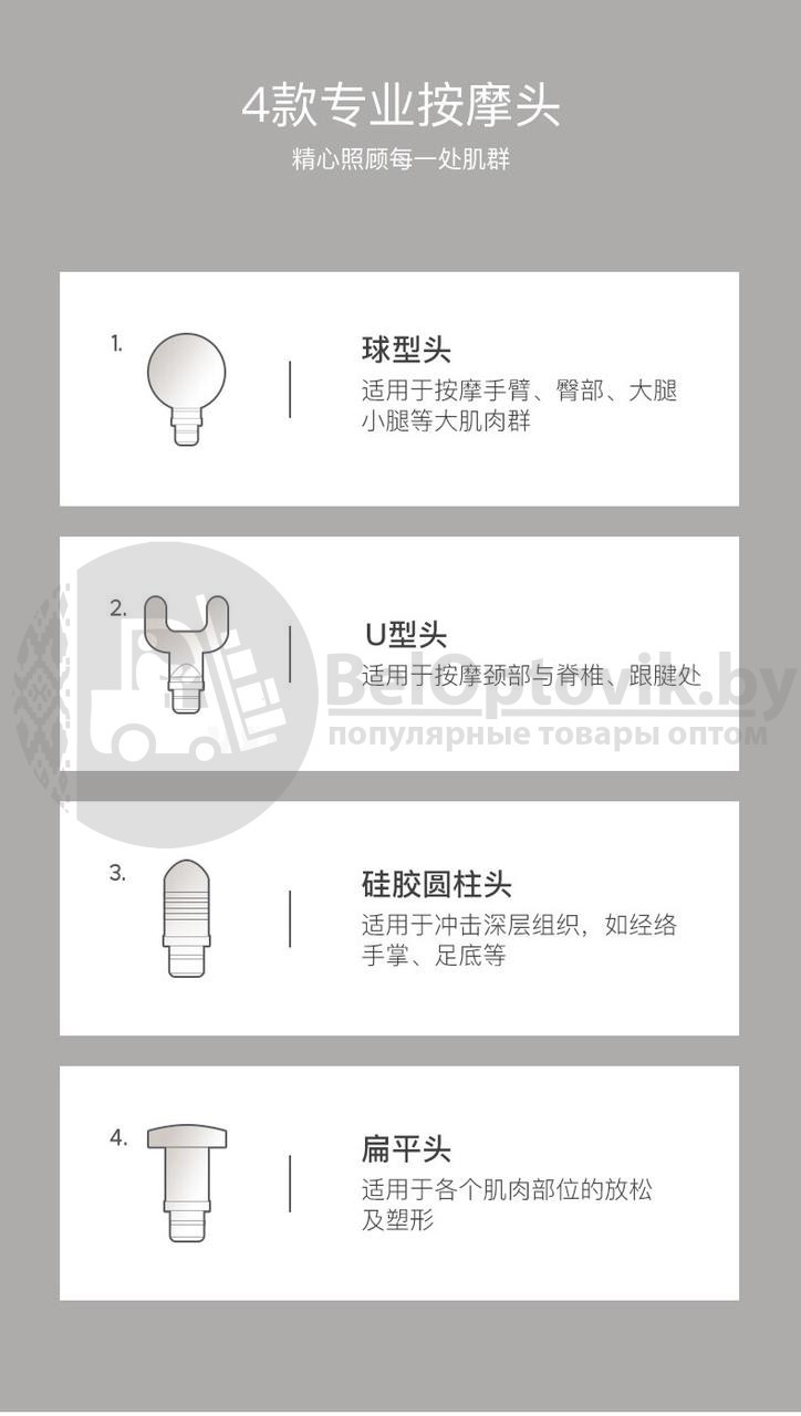 Компактный портативный массажер мышечный (массажный перкуссионный ударный пистолет) Fascial Gun Mini.I Premium - фото 8 - id-p179624557