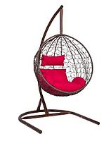 Подвесное кресло Скай 02 коричневый подушка красный