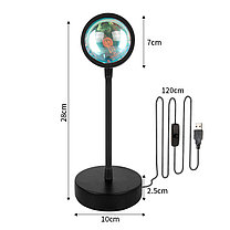 Светодиодная Bluetooth лампа с эффектом заката Sunset Lamp (управление от пульта или телефона), фото 2