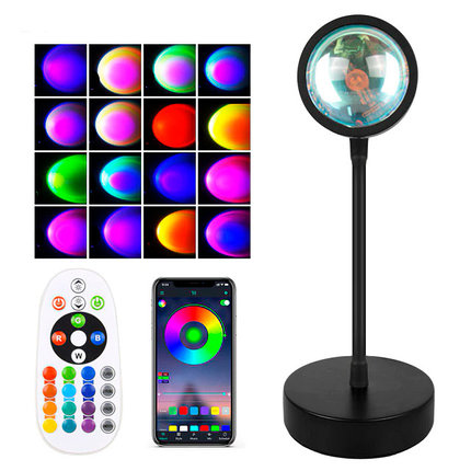 Светодиодная Bluetooth лампа с эффектом заката Sunset Lamp (управление от пульта или телефона), фото 2