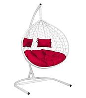 Подвесное кресло Скай 03 белый подушка красный