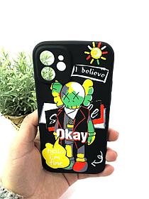 Силиконовый светящийся в темноте чехол KAWS, Iphone 12