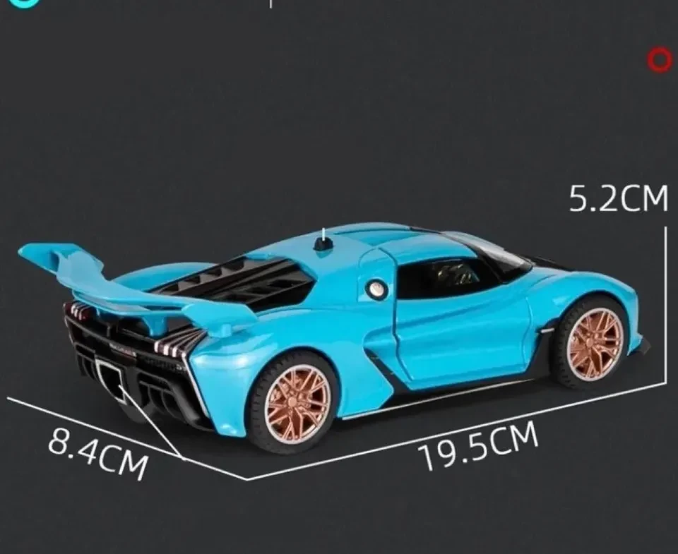 Спортивный суперкар, металлическая инерционная машинка 1:24 21 см с эффектом дыма - фото 3 - id-p179984812