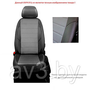 Чехлы на сиденья Skoda Rapid 2012-2022 / VW Polo лифт 2020- 2/3 с подлок Экокожа черный+серая вставка