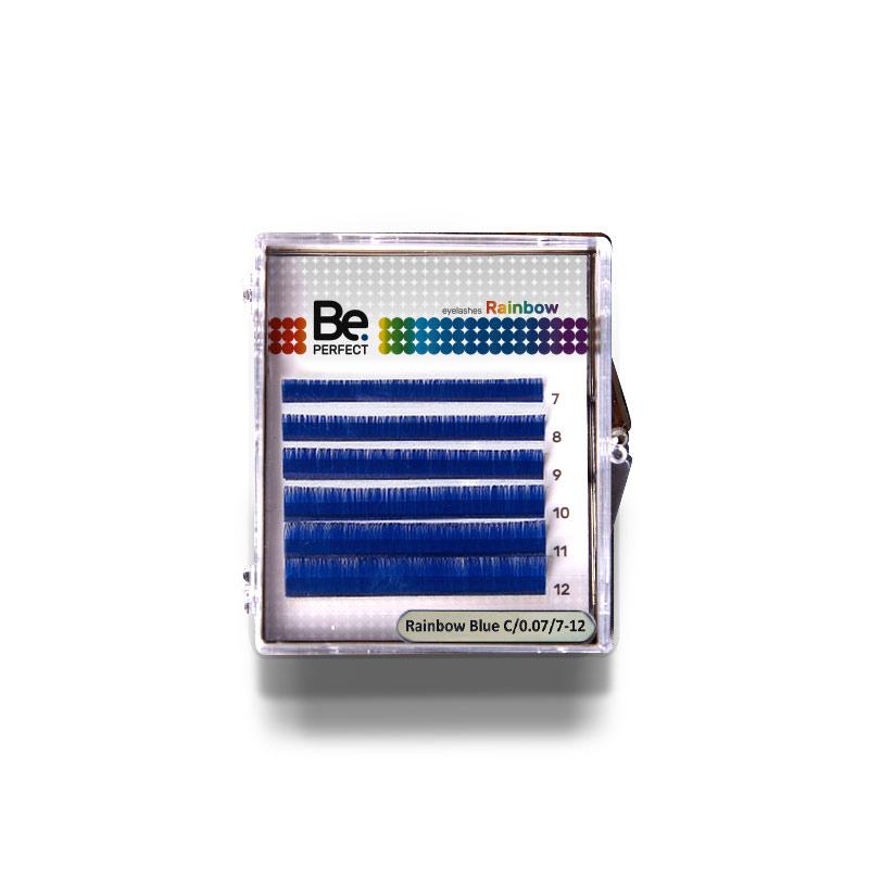 Be Perfect Цветные ресницы Rainbow Blue MIX 6 Линий (D/0,10/7-12)