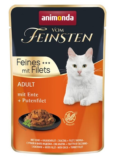 Влажный корм для кошек Animonda Vom Feinsten Adult Filet (утка, филе индейки) - фото 1 - id-p180012146