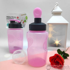 Анатомическая детская бутылка с клапаном КК0155 Healih Fitness для воды и других напитков, 350 мл Розовый