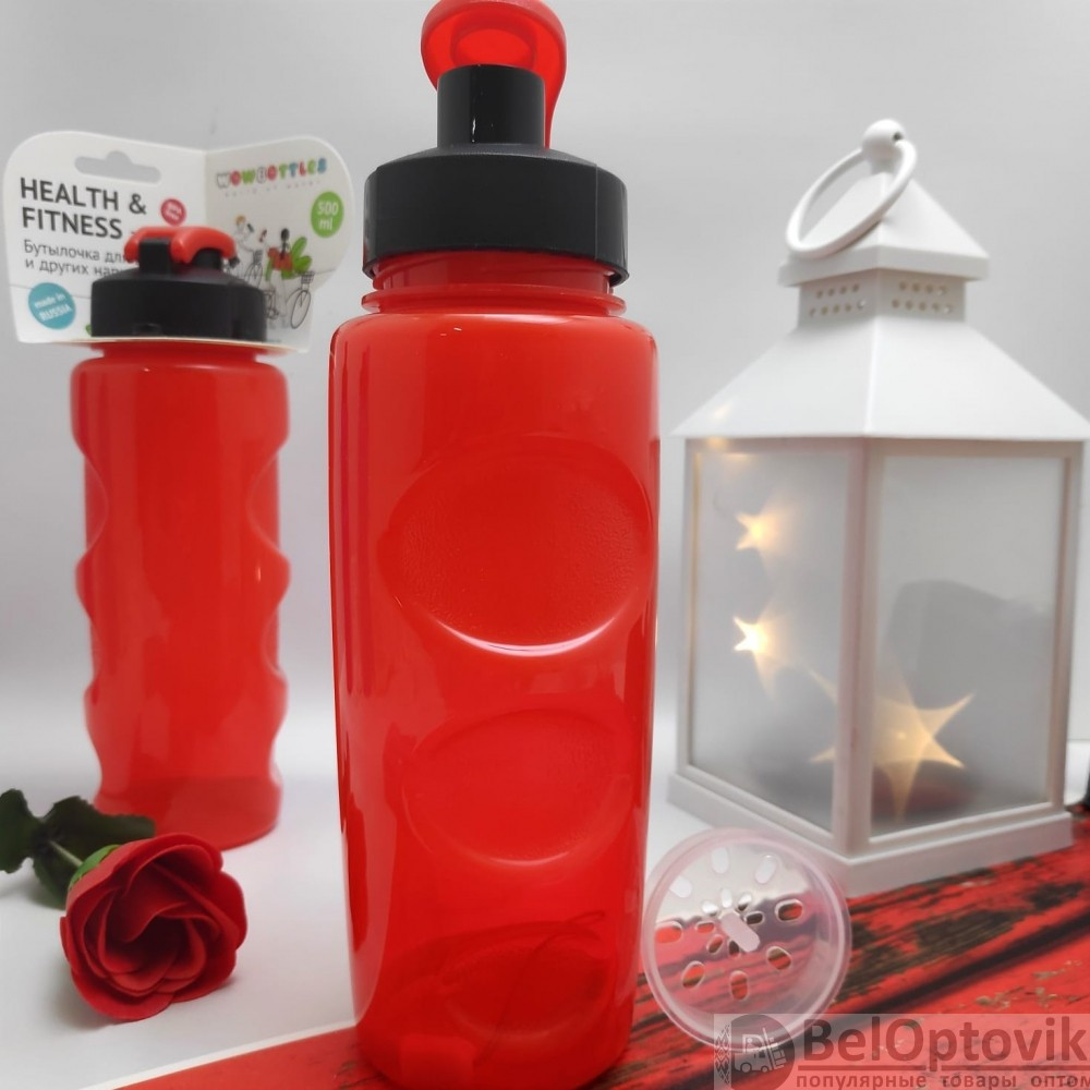 Анатомическая бутылка с клапаном Healih Fitness для воды и других напитков, 500 мл. Сито в комплекте Красная - фото 8 - id-p180027141