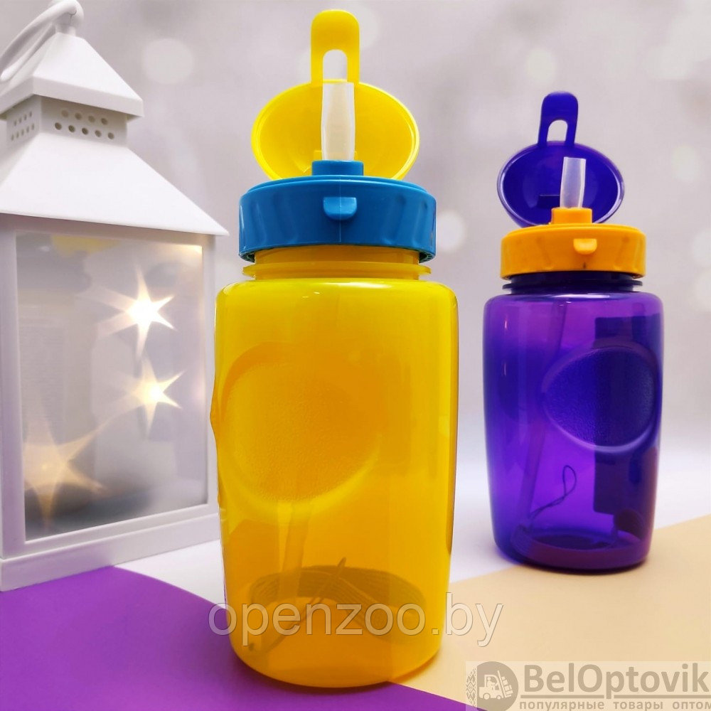 Бутылочка для воды и других напитков LIFESTYLE anatomicс трубочкой и шнурком, 350 мл, 3 Желтый - фото 6 - id-p180027064