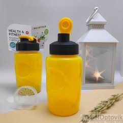 Анатомическая детская бутылка с клапаном КК0155 Healih Fitness для воды и других напитков, 350 мл Желтый