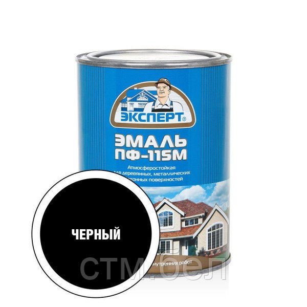 ЭКСПЕРТ Эмаль ПФ-115М глянц.черная (0,8кг; 6 шт) "