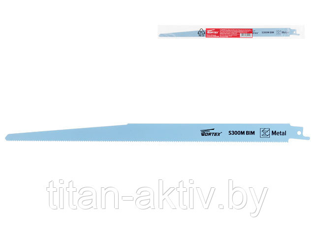 Пилка сабельная по металлу S300M (1 шт.) WORTEX высококачественная быстрорежущая сталь, 300 мм длина