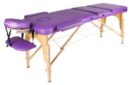 Массажный стол Atlas Sport 60 см складной 3-с деревянный + сумка в подарок (фиолетовый)
