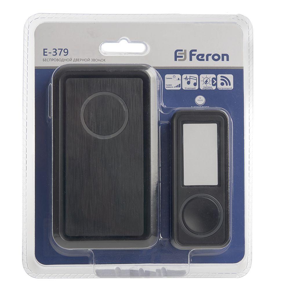 Звонок дверной беспроводной Feron E-379 18 мелодий черный с питанием от батареек - фото 3 - id-p180050861