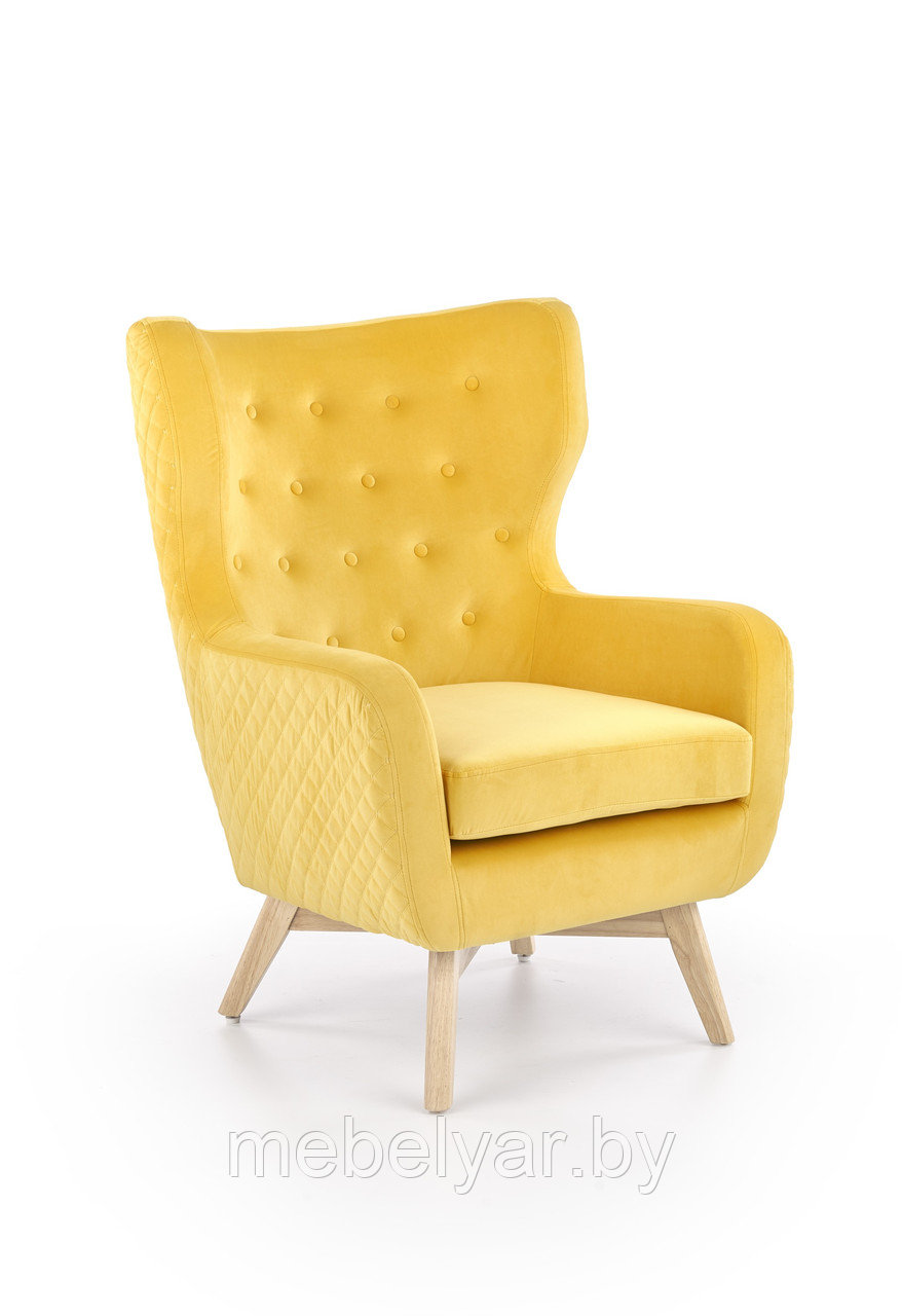 Кресло HALMAR MARVEL желтый/натуральный - фото 1 - id-p180047018