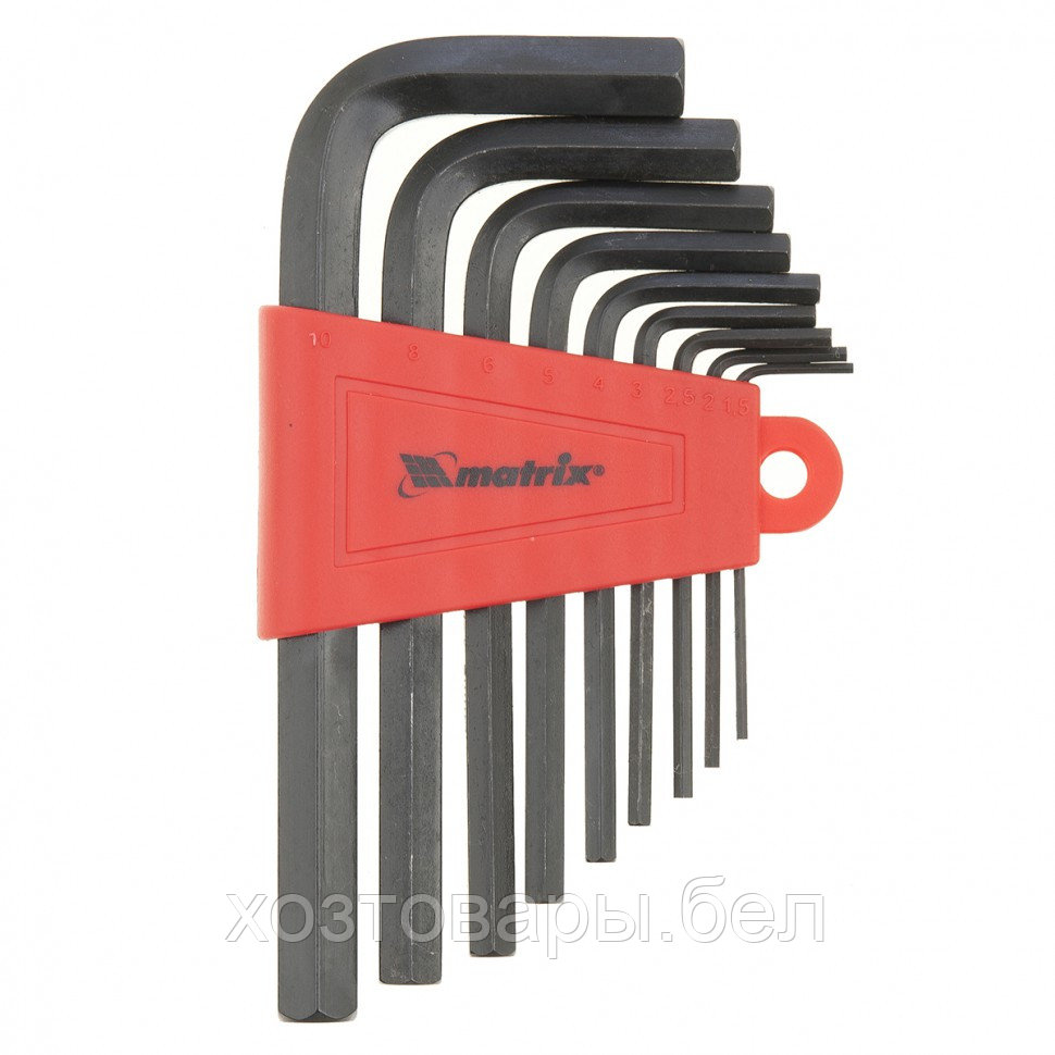 Набор ключей имбусовых HEX, 1,5-10 мм, CrV, 9 шт., оксидированные, короткие. Matrix - фото 2 - id-p166326894