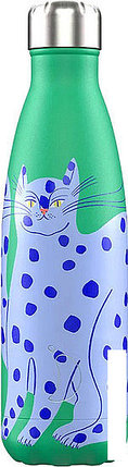 Термос Chilly's Bottles Artist Agathe Singer Blue Cat 0.5 л (разноцветный), фото 2