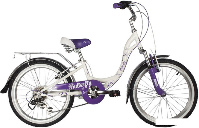 Детский велосипед Novatrack Butterfly 6.V 20 2022 20SH6V.BUTTERFLY.VL22 (белый/фиолетовый), фото 2