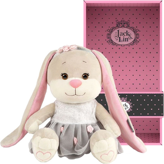 Классическая игрушка Jack&Lin Зайка в сером платье с розовыми вставками JL-022010-25 - фото 1 - id-p179025188