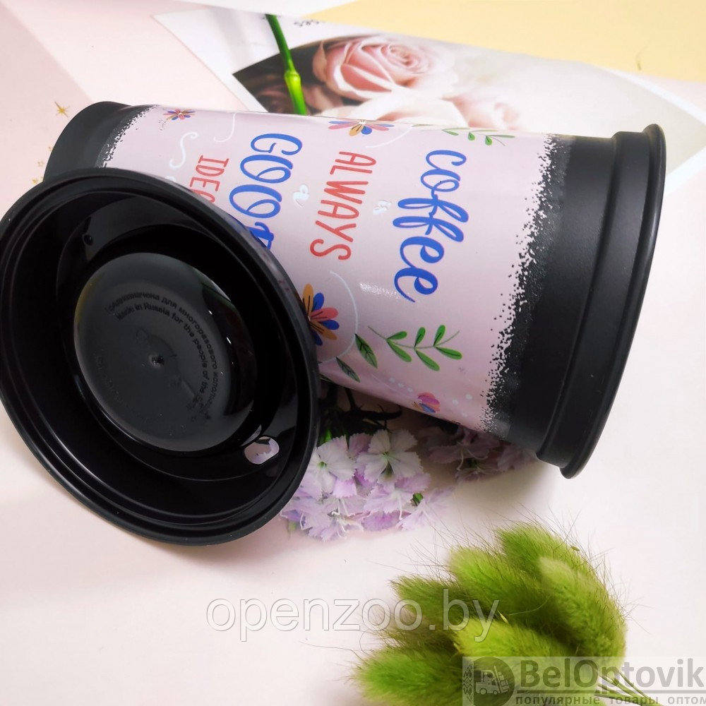 Стакан тамблер для кофе Wowbottles и других напитков с кофейной крышкой, 400 мл Black - фото 6 - id-p180067834
