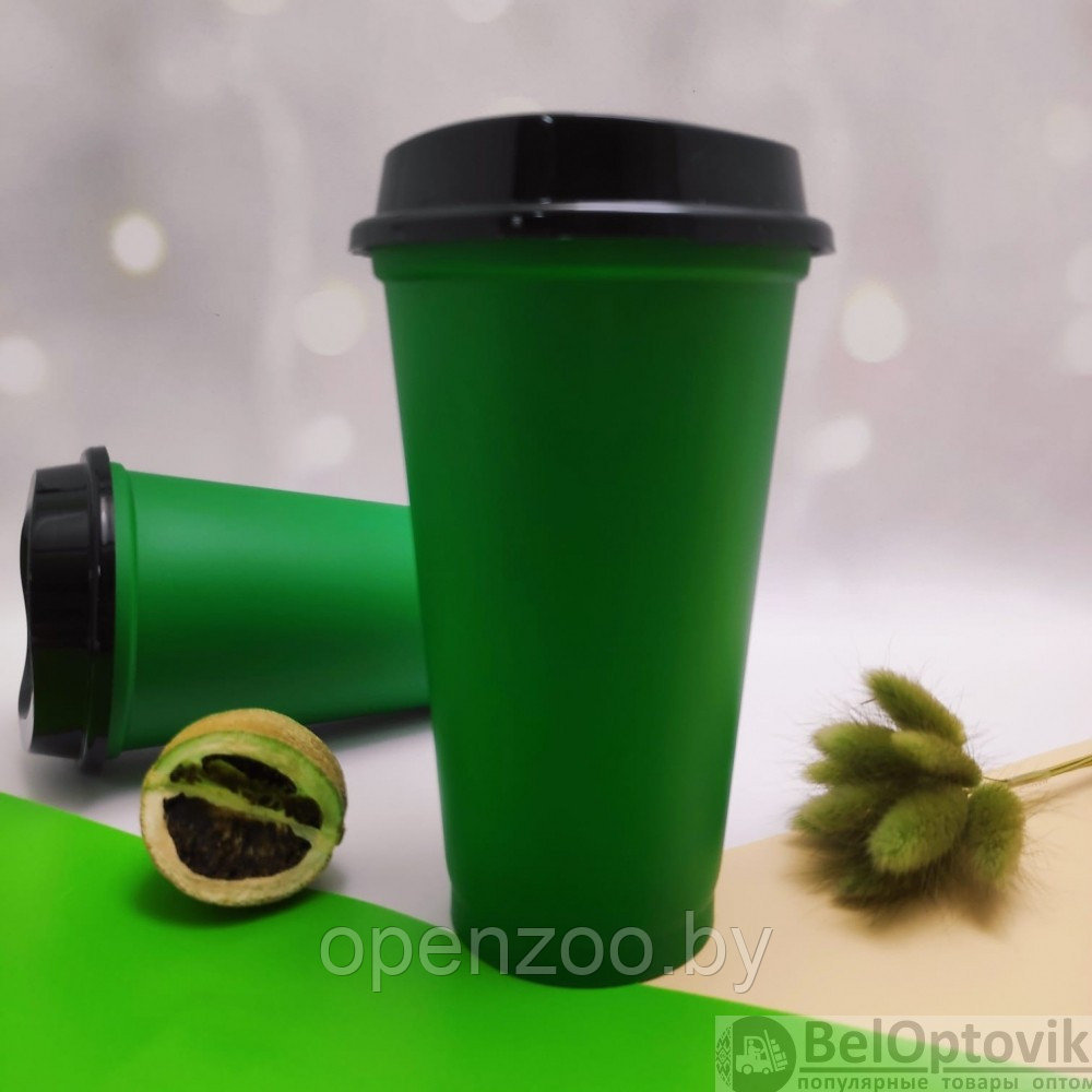 Стакан тамблер Wowbottles с кофейной крышкой для горячих и холодных напитков, 400 мл Зеленый - фото 3 - id-p180067847