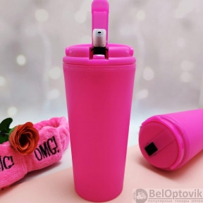 Стакан тамблер для кофе и других напитков Wowbottles КК3139 со встроенной трубочкой, 350 мл Двойные стенки.