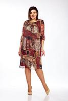 Женское осеннее шифоновое коричневое нарядное большого размера платье GALEREJA 579 коричневый 54р.