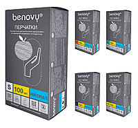 Перчатки (XS, S, M, L, XL) нитриловые Benovy (голубые) - 100 шт (50 пар), S