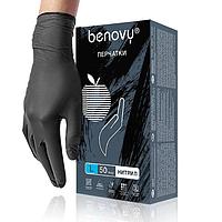 Перчатки нитриловые Benovy (черные) - 100 шт (50 пар), L