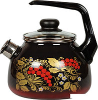 Чайник со свистком СтальЭмаль Рябина 4с210я (черный/красный)
