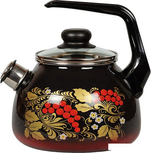 Чайник со свистком СтальЭмаль Рябина 4с210я (черный/красный)