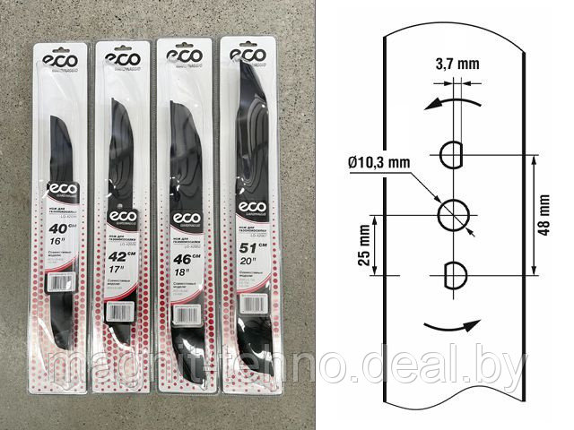 Нож для газонокосилки 40 см ECO (в блистере, для LG-433, LG-435) (LG-X2008) - фото 1 - id-p180091249