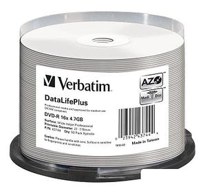 DVD-R диск Verbatim DVD-R 4.7GB 16x DataLifePlus по 50 шт. CakeBox
