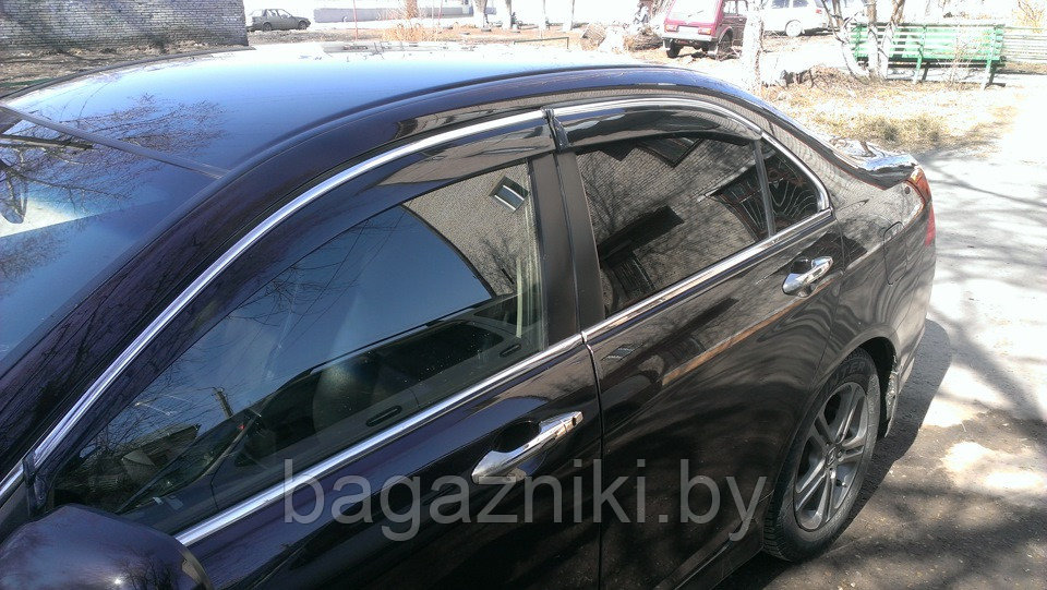 Ветровики клеящиеся V-STAR Honda Accord Sd с 2008 с хромом. РАСПРОДАЖА - фото 3 - id-p180093284