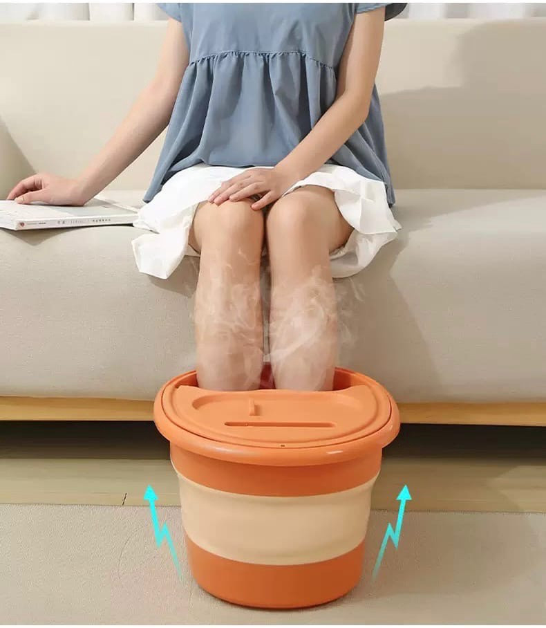 Складная массажная ванночка для ног с крышкой (оранжевая) - фото 6 - id-p180100073
