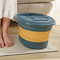 Складная массажная ванночка для ног с крышкой (синяя)