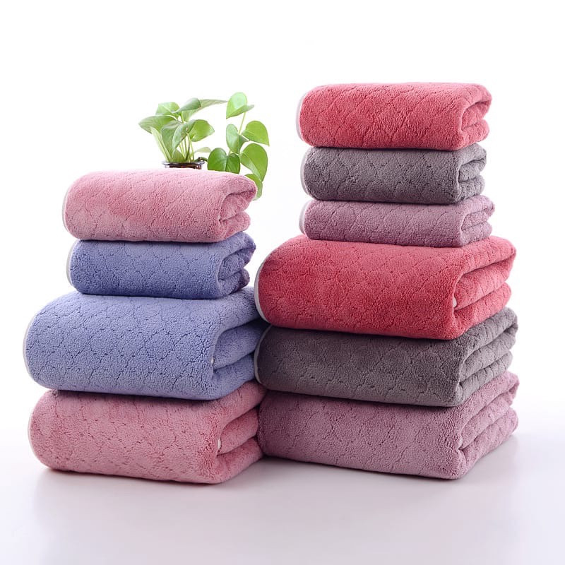 Набор полотенец банное и для лица в подарочком мешочке (нежно-розовый) - фото 4 - id-p180101354