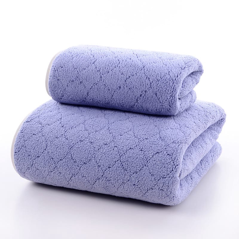 Набор полотенец банное и для лица в подарочком мешочке (сине-голубой) - фото 1 - id-p180101436