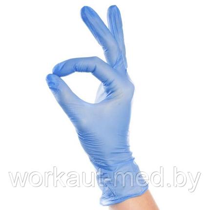 Перчатки виниловые голубые AVIORA (размер S), фото 2