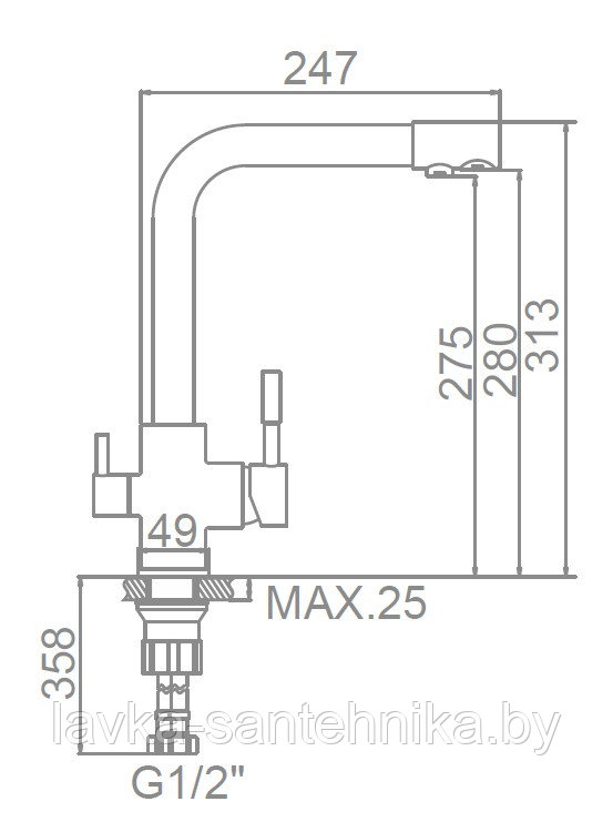 Смеситель для кухни LEDEME L4055B-3 с подключением к фильтру (черный) - фото 2 - id-p180101669