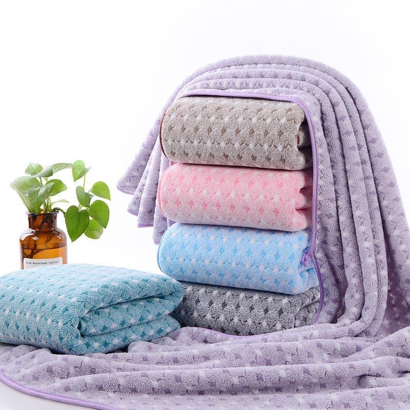 Набор полотенец банное и для лица в подарочком мешочке (ромбы, сердца фиолетовый) - фото 3 - id-p180102183