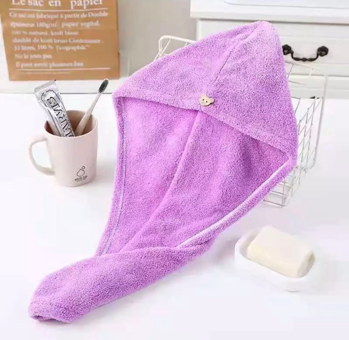 Полотенце тюрбан для волос (фиолетовый)