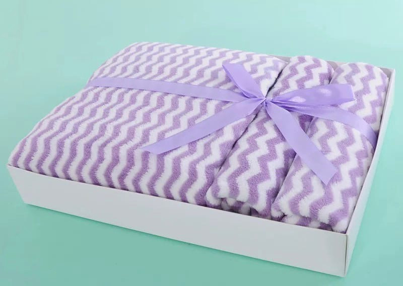 Набор полотенец в подарочной коробке Зигзаг (фиолетовый) - фото 2 - id-p180104986