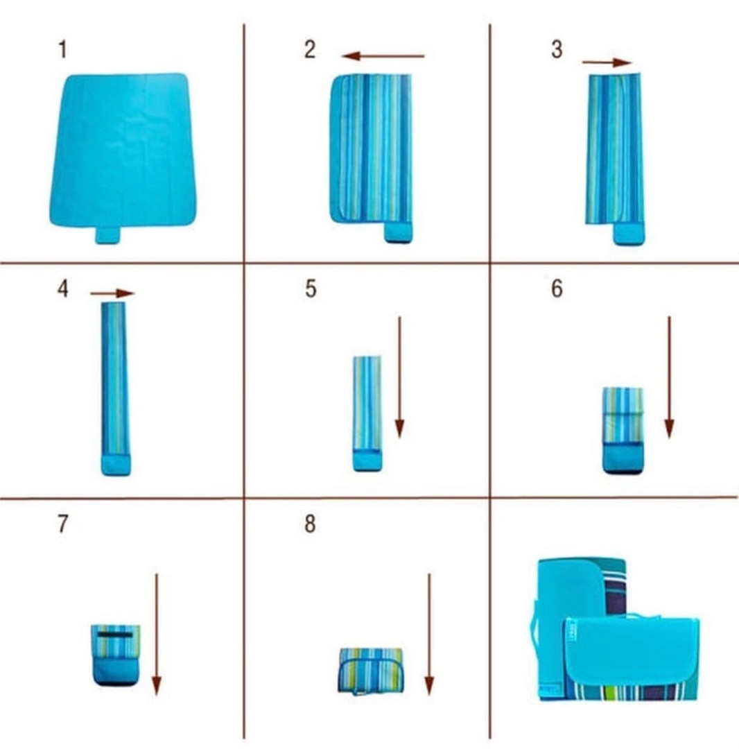 Коврик складной для пикника с непромокаемой подкладкой, 195х200 см (синий) - фото 2 - id-p180105007
