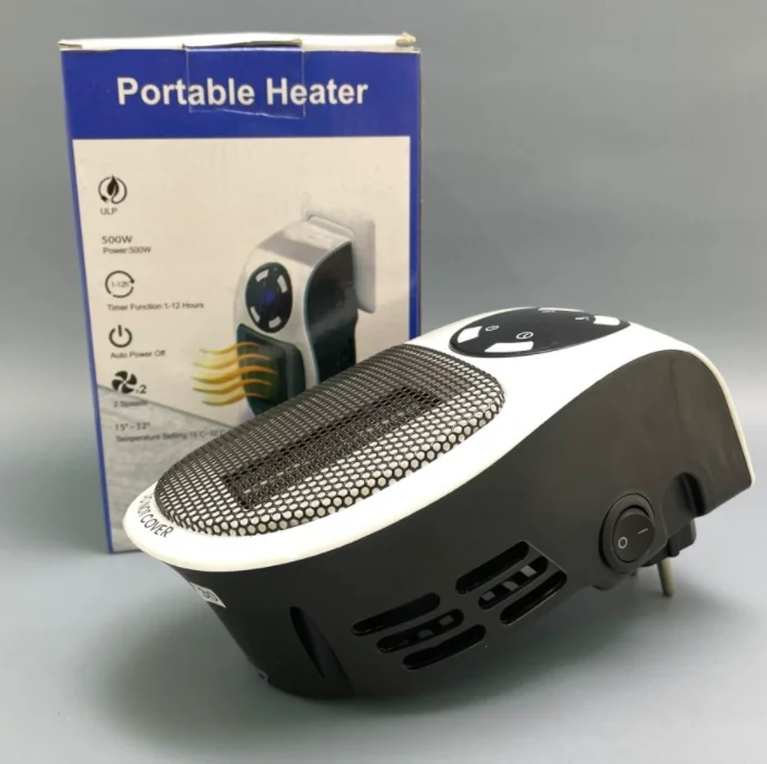 Портативный электрический мини обогреватель с пультом ДУ Portable Heater 500 W (2 режима работы, таймер) - фото 6 - id-p180108000