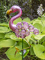 Фигурка садовая розовый Фламинго на солнечной батарее